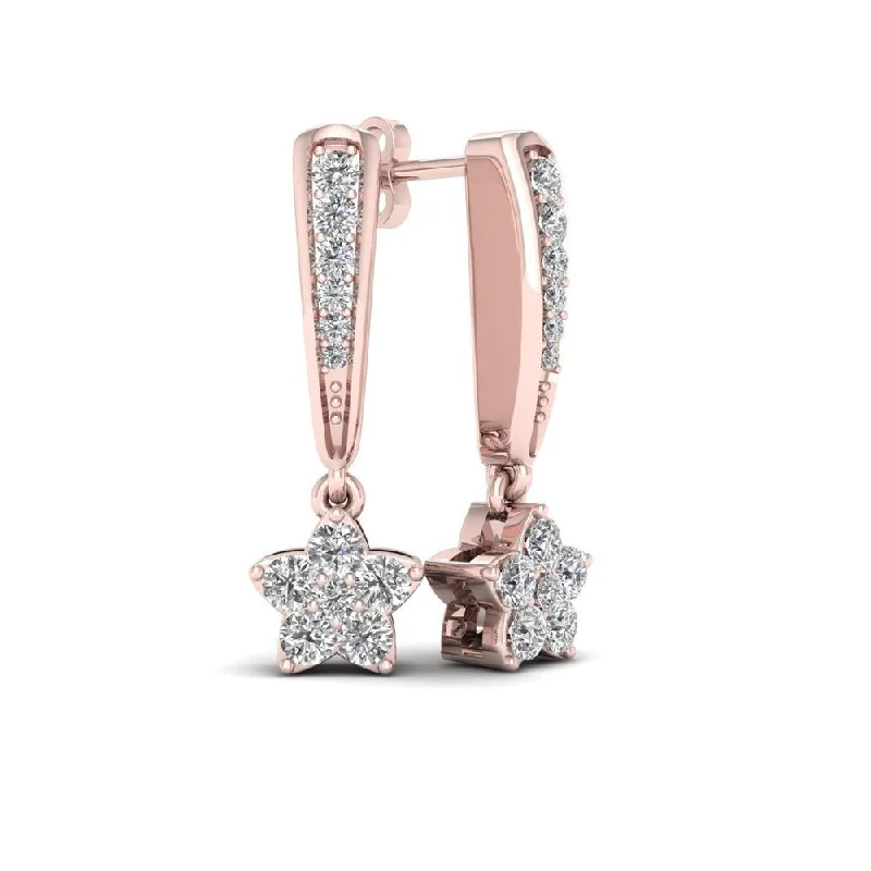 De Couer 1/4ct TDW Diamond Star Dangle Earrings (H-I, I2) - Pink