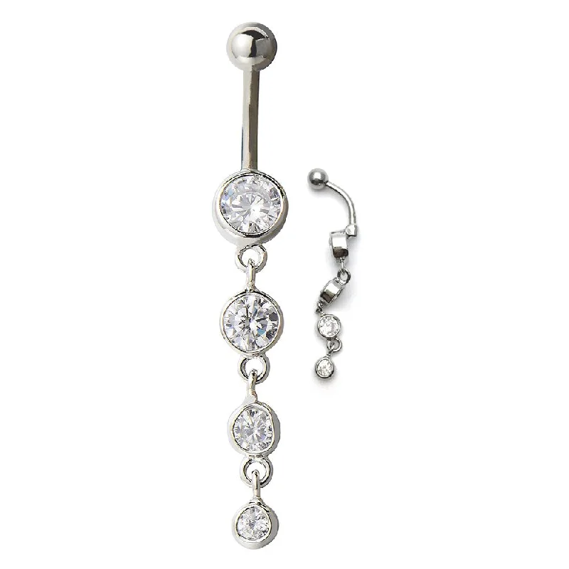 Belly Chain Belly Button Ring Body Jewelry Piercing Navel Ring with Long Dangle Cubic Zirconia