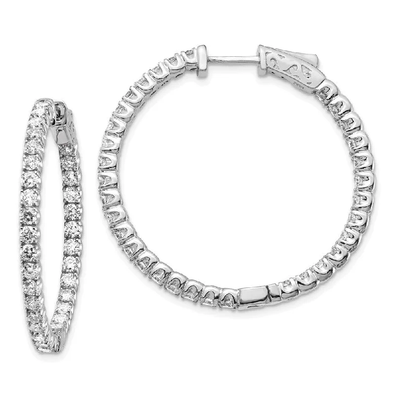 14k White Gold Lab Grown Diamond Hoop Earrings ( Clarity- SI1-SI2, Color- G-H)