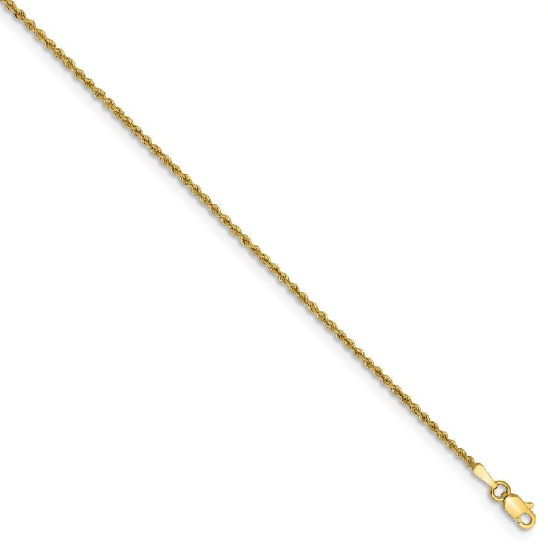 1.5mm, 14k Yellow Gold Handmade Rope Chain Bracelet