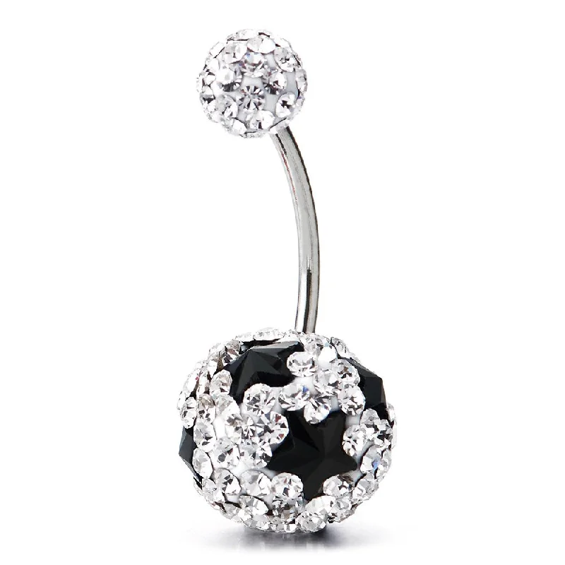 Surgical Steel Belly Button Ring Body Jewelry Piercing Ring Navel Ring, Cubic Zirconia Black Star