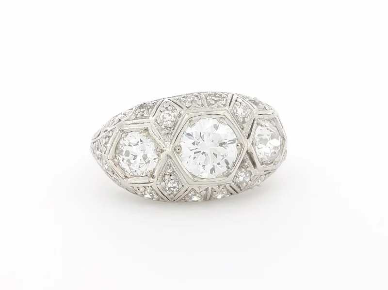 SOLD - Art Deco European Cut Diamond Ring