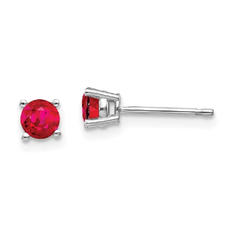 14k White Gold Ruby Stud Earrings (L-4 mm, W-4 mm)