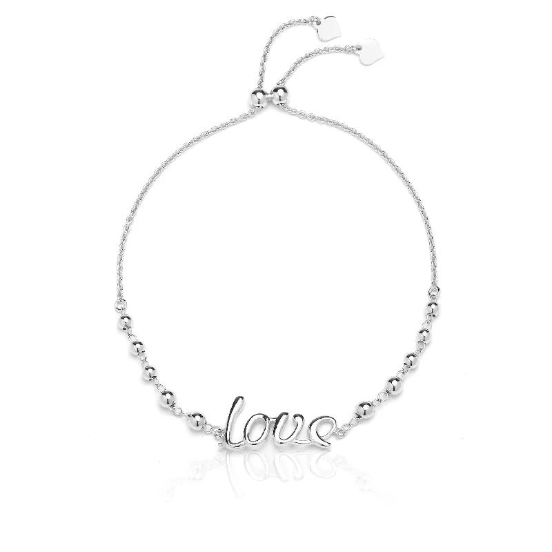 Italian Sterling Silver Adjustable "Love" Bracelet