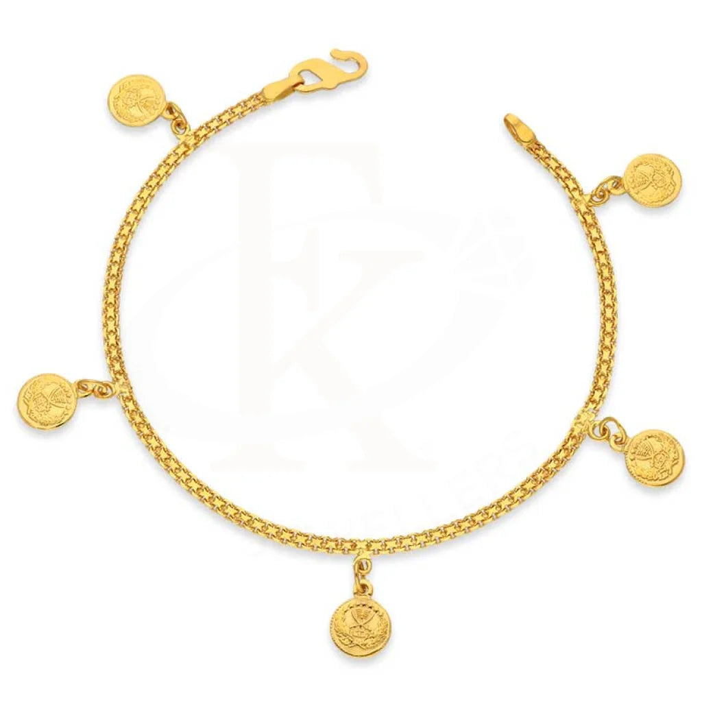 Gold Hanging Coins Bracelet 22KT - FKJBRL22K3019