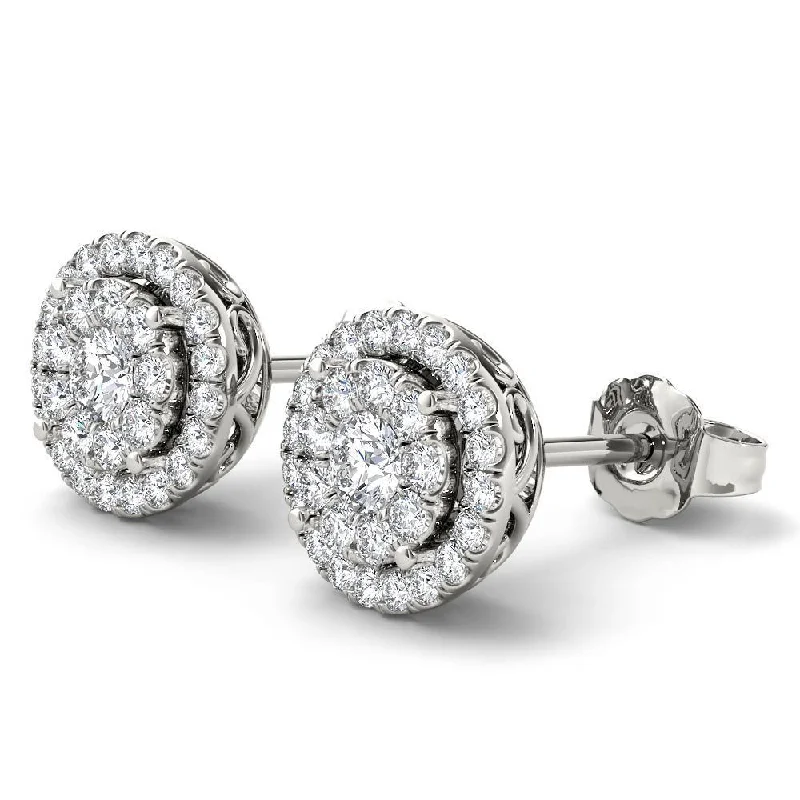 De Couer 14K White Gold 1/2ct TDW Diamond Cluster Earrings