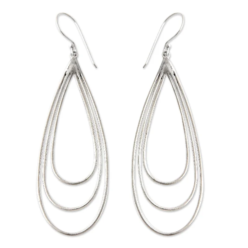 Sterling Silver Dangle Earrings, 'Tears of Joy' (Indonesia)