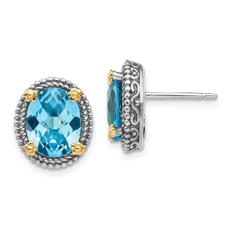 Sterling Silver w/14k Swiss Blue Topaz Earrings