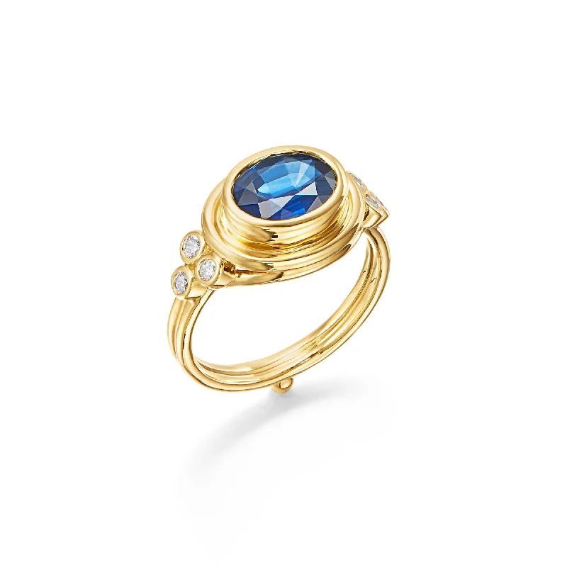 18K Sapphire Classic Temple Ring