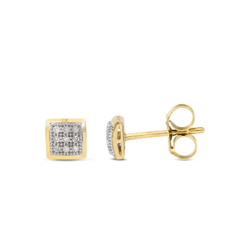 10k Yellow Gold 1/20ct TDW Diamond Cluster Stud Earrings