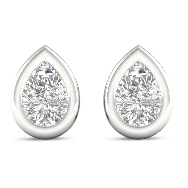 De Couer 10k Gold 1/6ct TDW Pear Shape Diamond Solitaire Earrings (H-I, SI2)