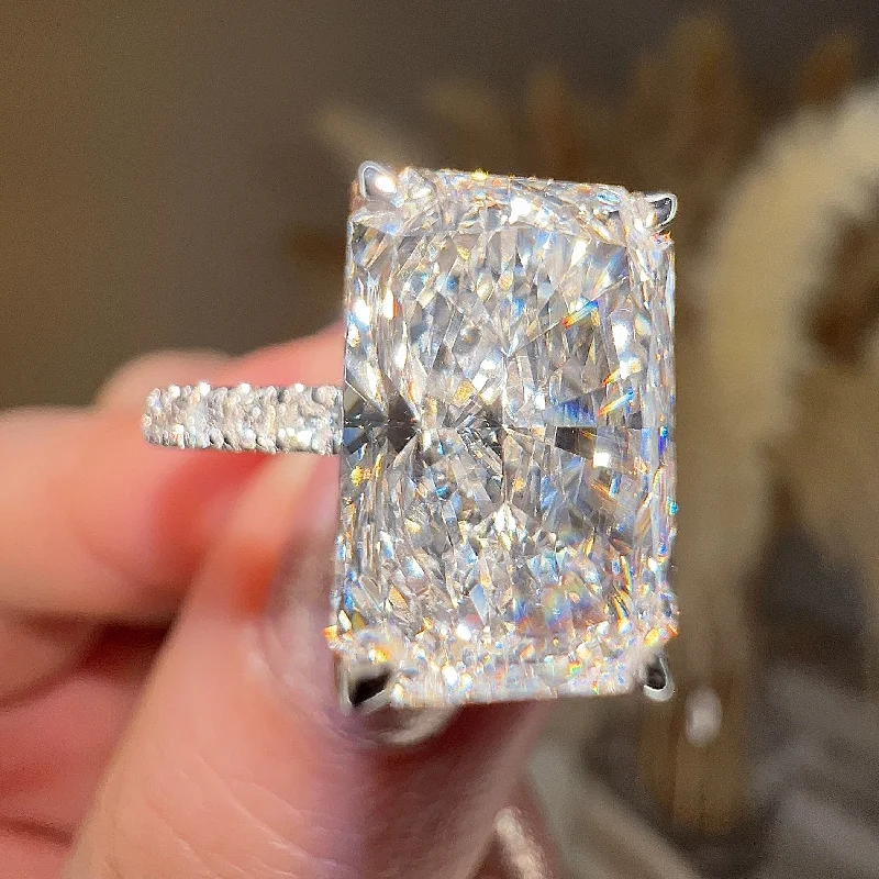 "Mimi" Hidden Under Halo 5 Carat Radiant Cut Diamond Shoulder Engagement Ring