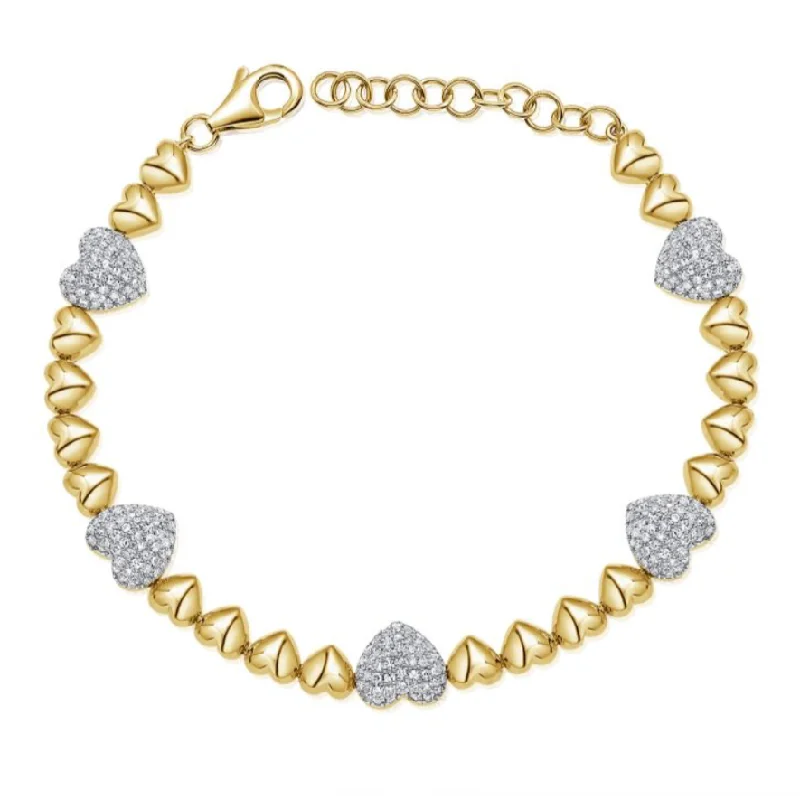 14K GOLD DIAMOND REESA HEART BRACELET