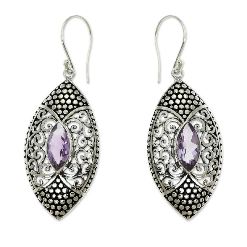 NOVICA Elegant Origin, Amethyst dangle earrings - 2*0.7