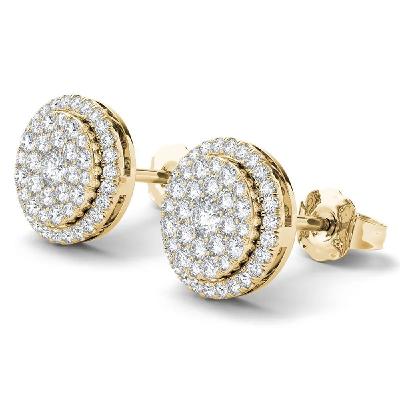 De Couer 14K Yellow Gold 1/2ct TDW Diamond Halo Earrings