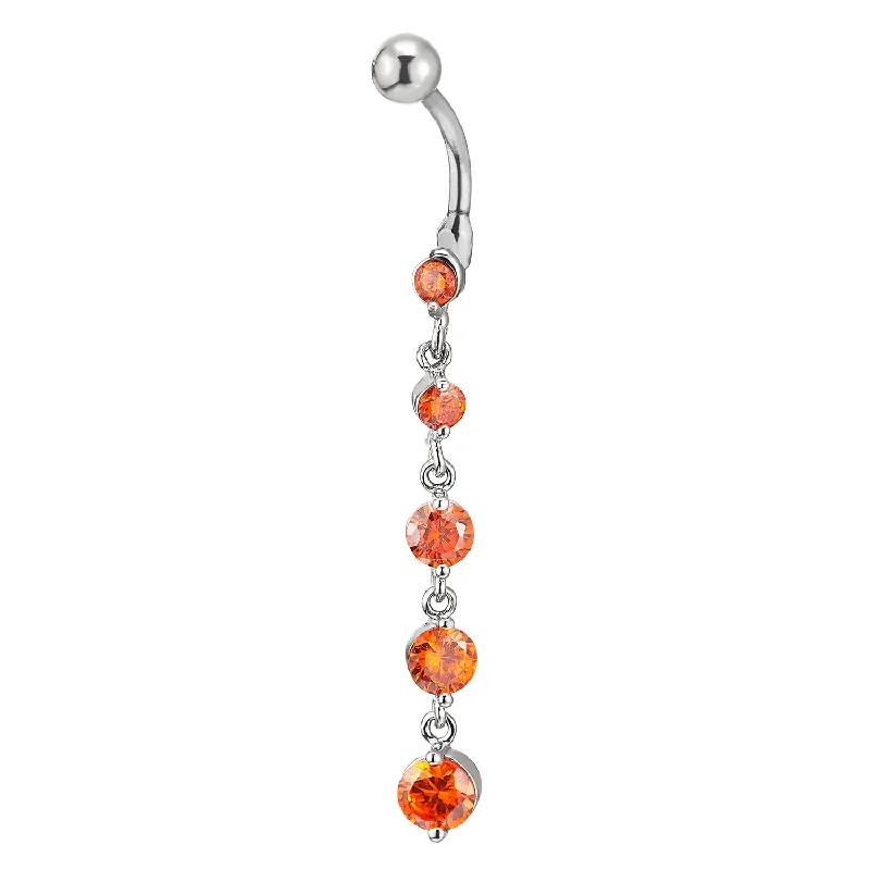 Belly Chain Belly Button Ring Body Jewelry Piercing Navel Ring with Long Dangle Red Cubic Zirconia