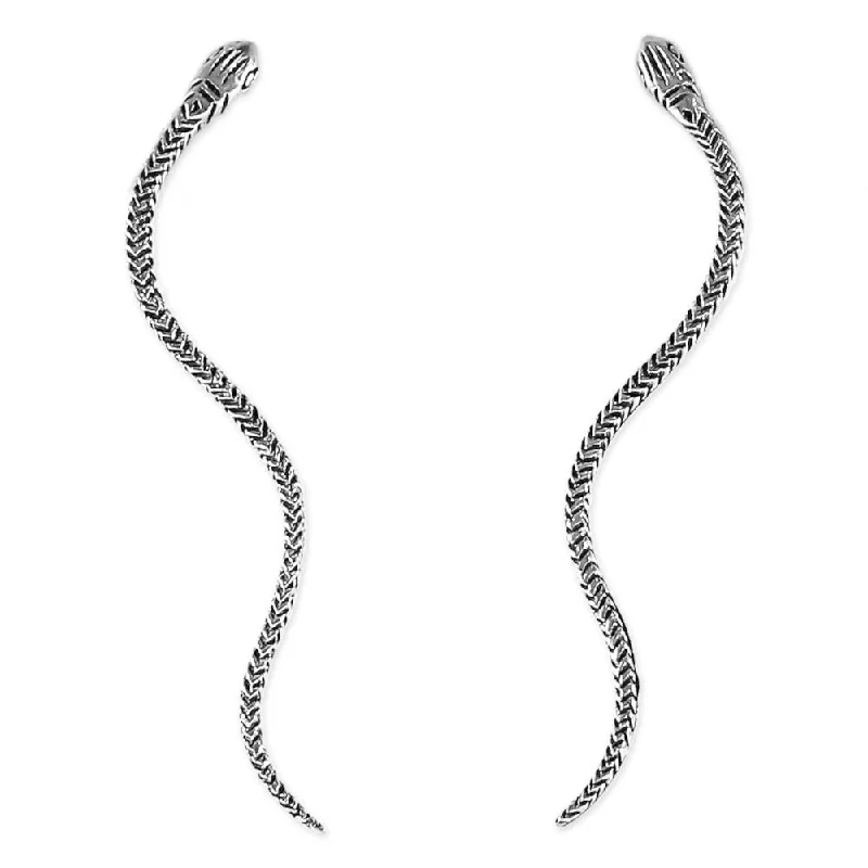 Handmade Sterling Silver 'Winding Snakes' Earrings (Thailand)