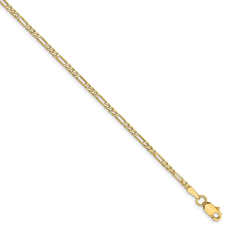 14k Yellow Gold 1.8mm Flat Figaro Chain Bracelet