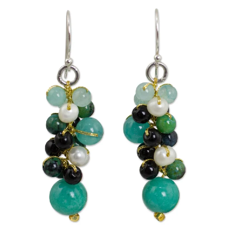 Handmade Sterling Silver 'Verdant Vineyard' Multi-gemstone Earrings (Thailand)