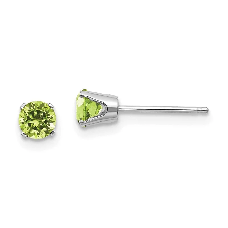 14k White Gold Peridot Stud Earrings (L-4 mm, W-4 mm)