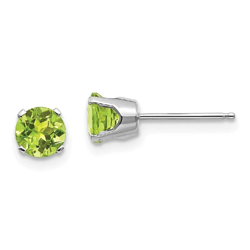 14k White Gold Peridot Stud Earrings (L-5 mm, W-5 mm)