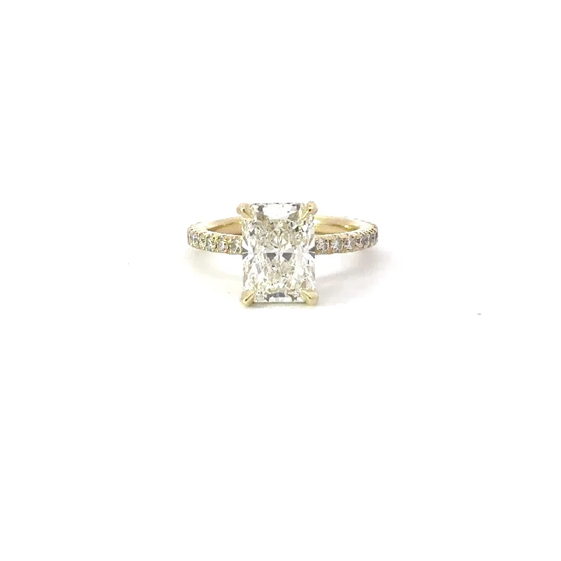 2.42 Carat Lab Created Radiant Engagement Ring with Signature Setting