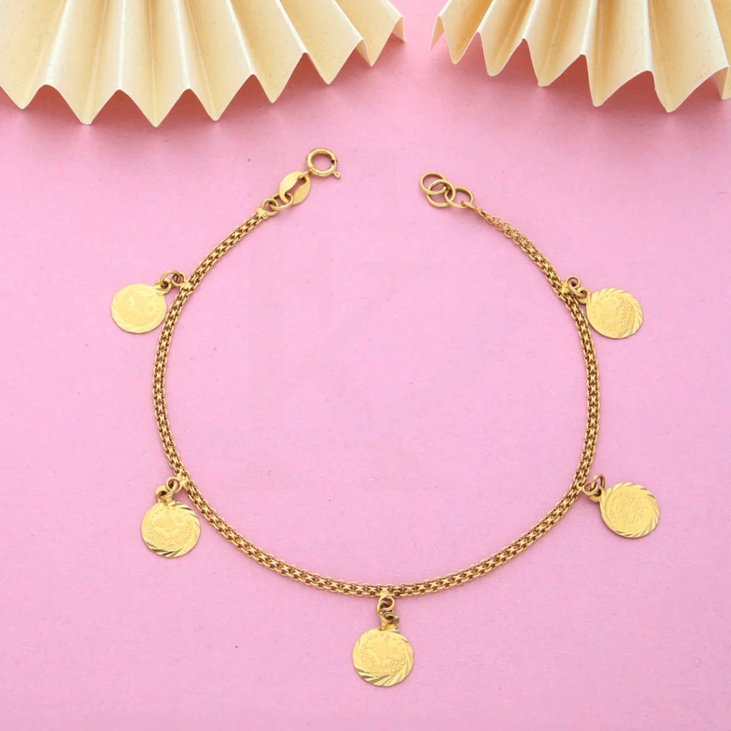 Gold Coin Shaped Bracelet 21KT - FKJBRL21K7803