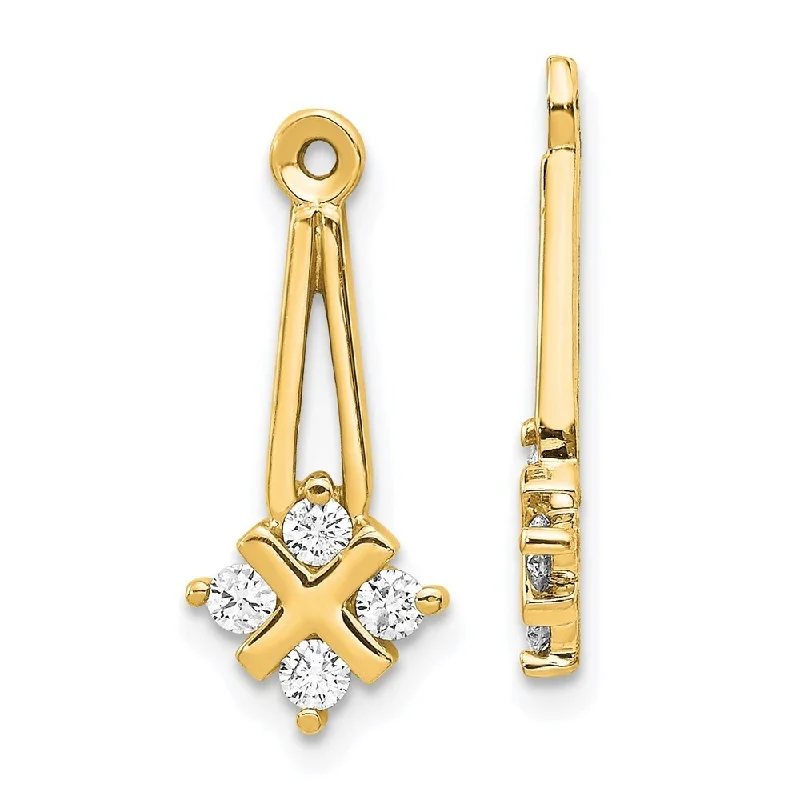 14k Yellow Gold Lab Grown Diamond Earrings Jacket ( Clarity- SI1-SI2, Color- G-H)