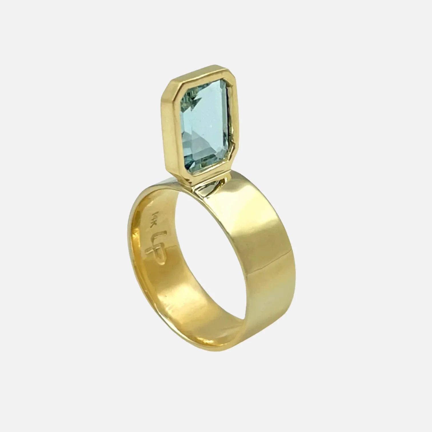 Perched Setting Ring with Aquamarine