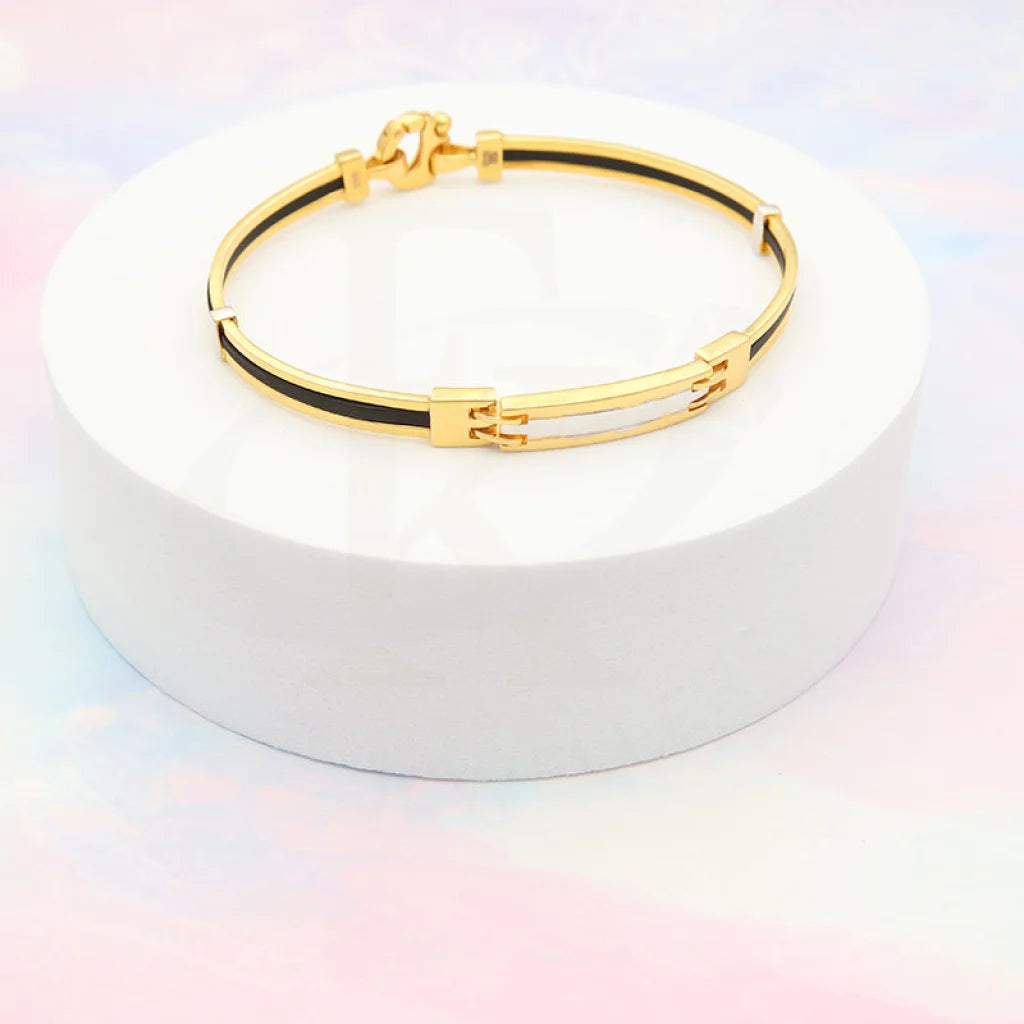 Gold Leather Band Bracelet 22KT - FKJBRL22K5028