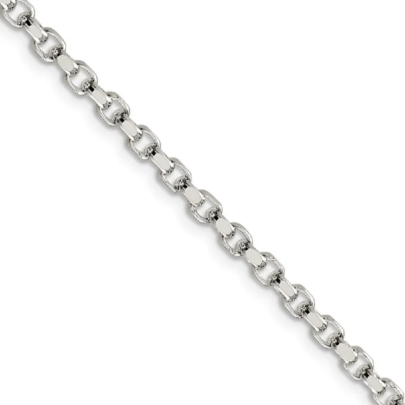 3.5mm, Sterling Silver Solid Diamond Cut Rolo Chain Bracelet