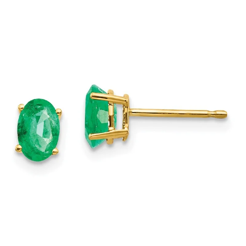 14k Yellow Gold Gemstone Stud Earrings (L-6 mm, W-4 mm)