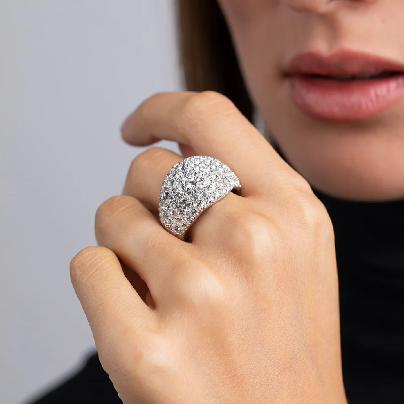 Crystal Pavé Domed Ring