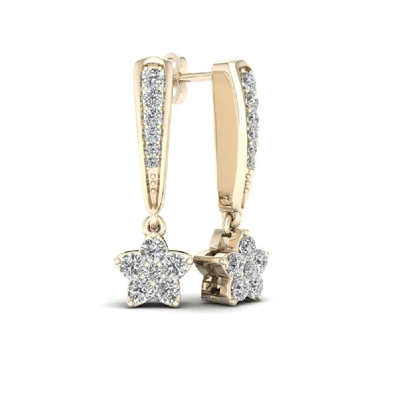 De Couer 1/4ct TDW Diamond Star Dangle Earrings (H-I, I2) - Yellow