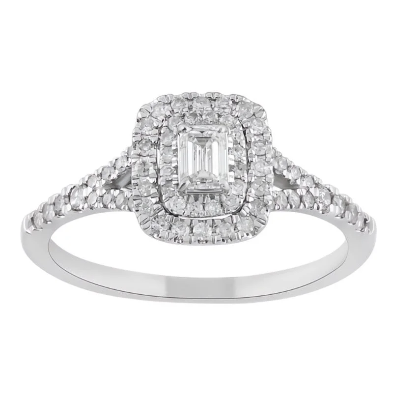 1/2ctw Diamond Double Halo Engagement Ring