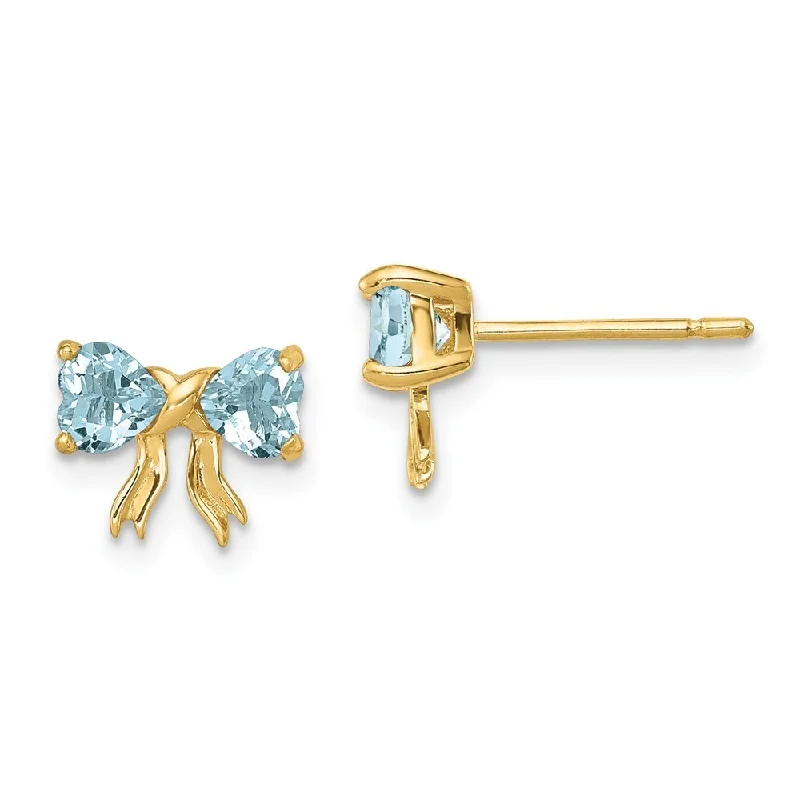 14k Yellow Gold Gemstone Bow Stud Earrings (L-7.5 mm, W-9 mm)