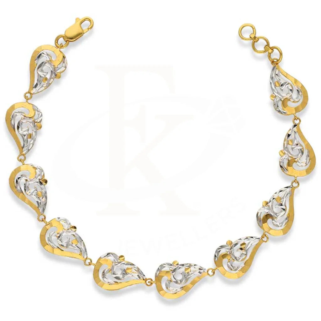 Dual Tone Gold Leaf Shaped Bracelet 22KT - FKJBRL22K3035