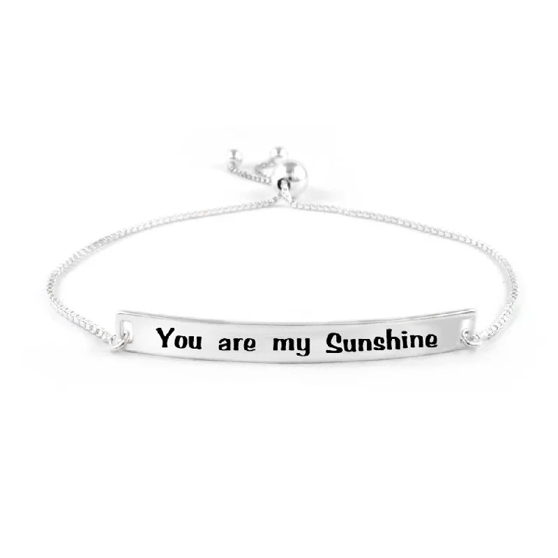 Italian Sterling Silver Adjustable "You are my Sunshine" Bracelet