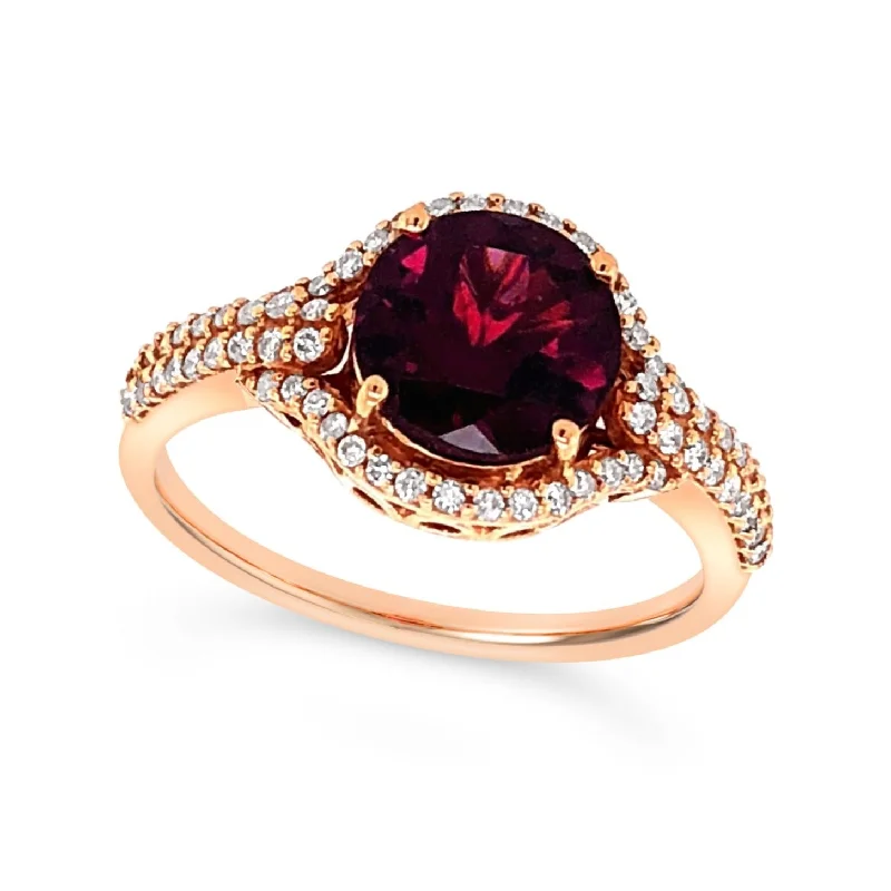 Round Garnet and Diamond Two Row Mounting