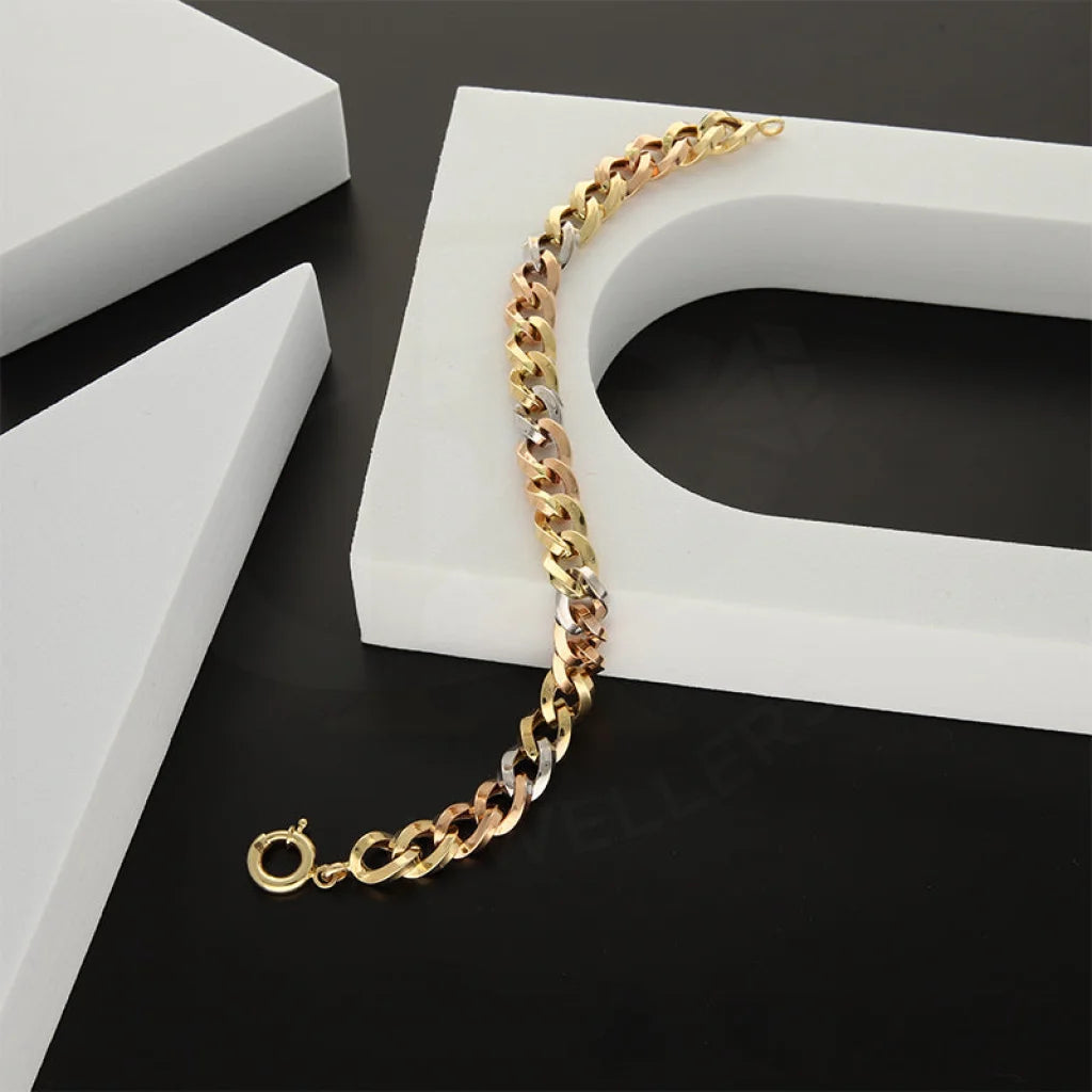 Tri Tone Gold Curb Bracelet 18KT - FKJBRL18K5197