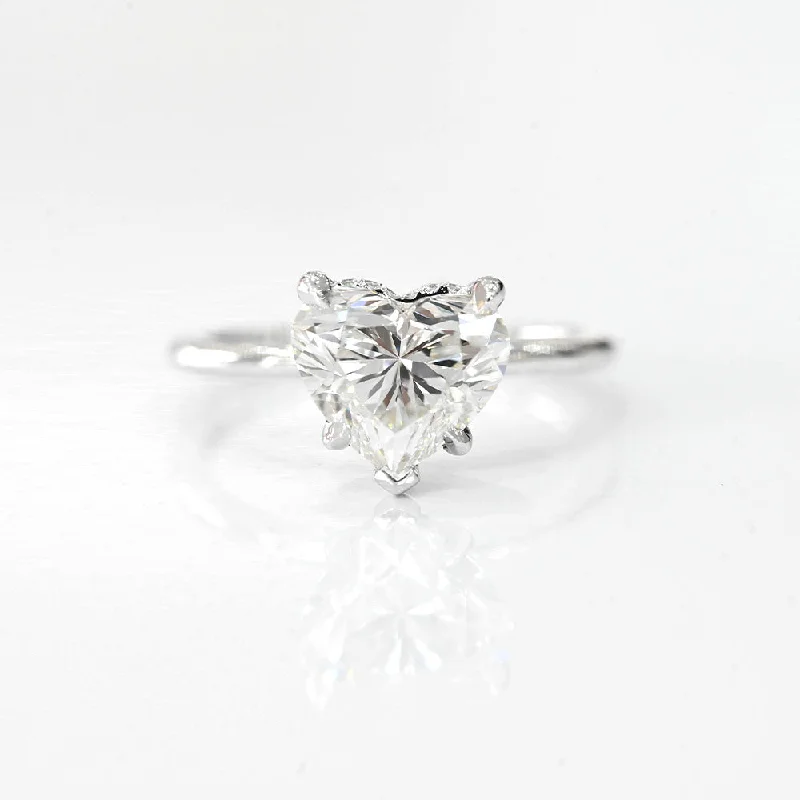 2.57 Heart Lab Diamond Engagement Ring with Hidden Halo