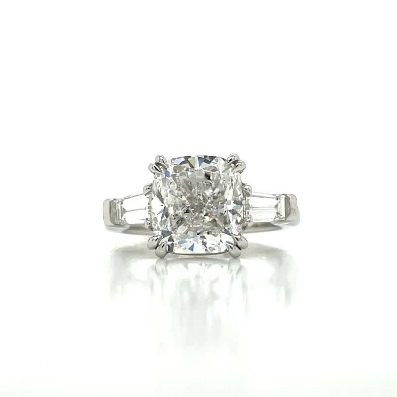 Custom Cushion Shape Three Stone Diamond Ring