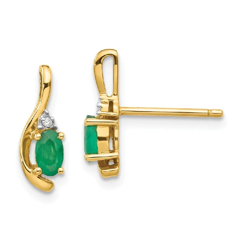 14k Yellow Gold Diamond And Gemstone Earrings (L-14 mm, W-5 mm)