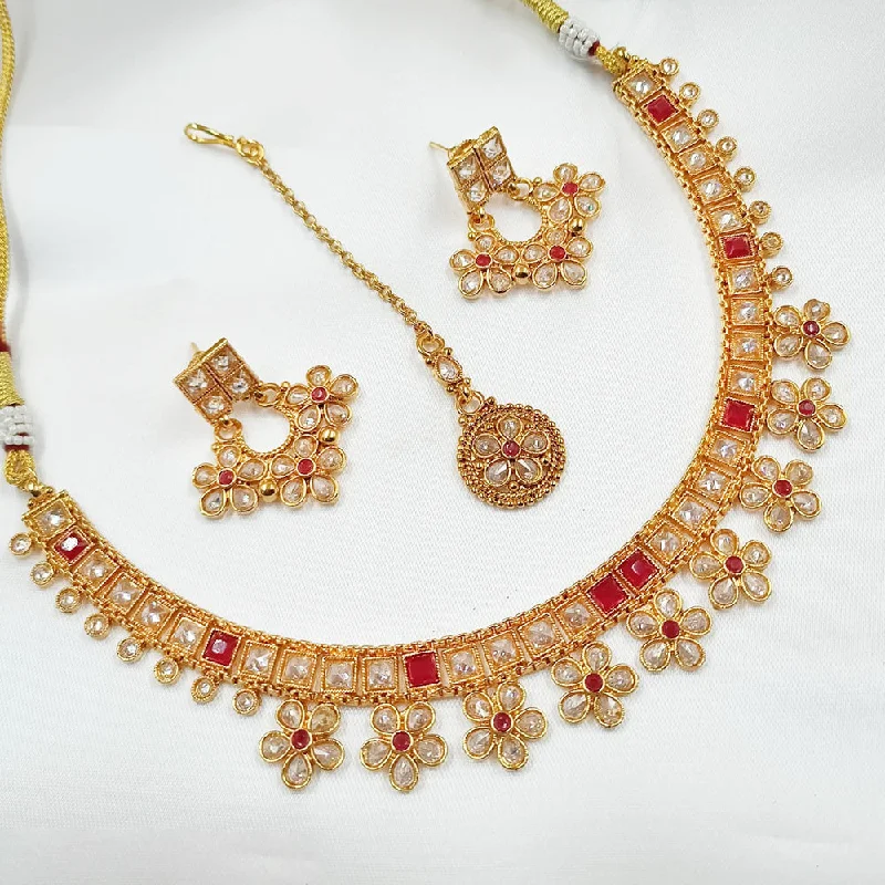 Padmawati Bangles Copper Gold Crystal Stone Necklace Set