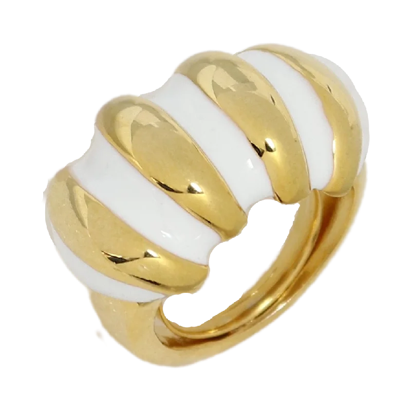 White Enamel Shrimp Adjustable Ring