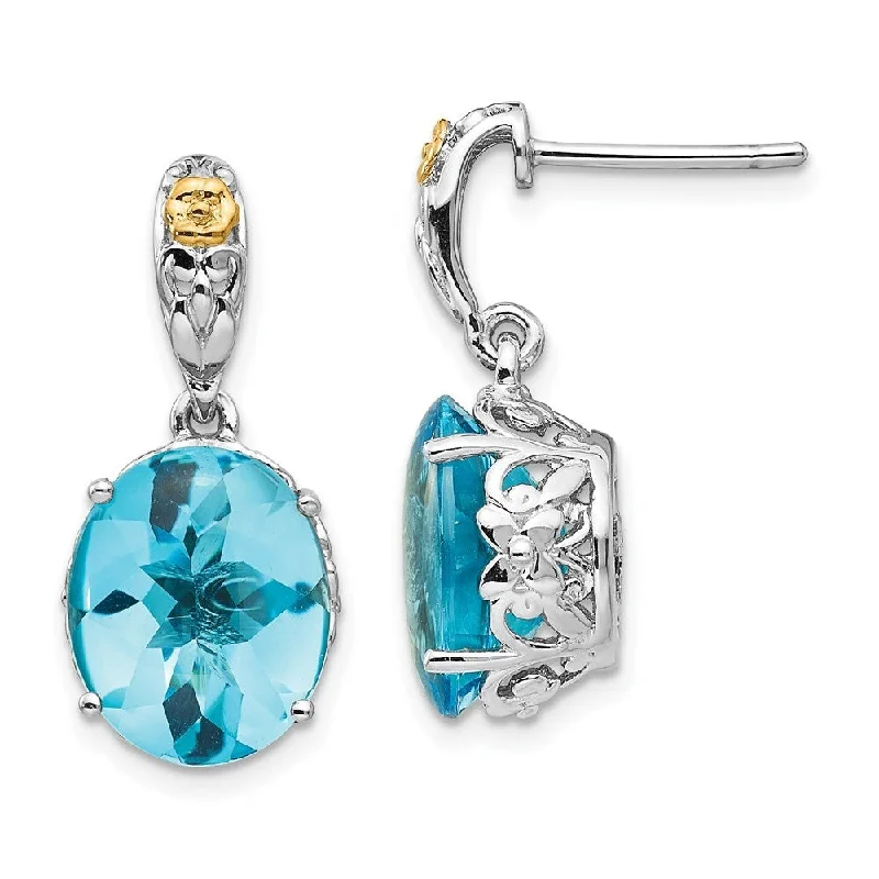 Sterling Silver w/14k Blue Topaz Earrings