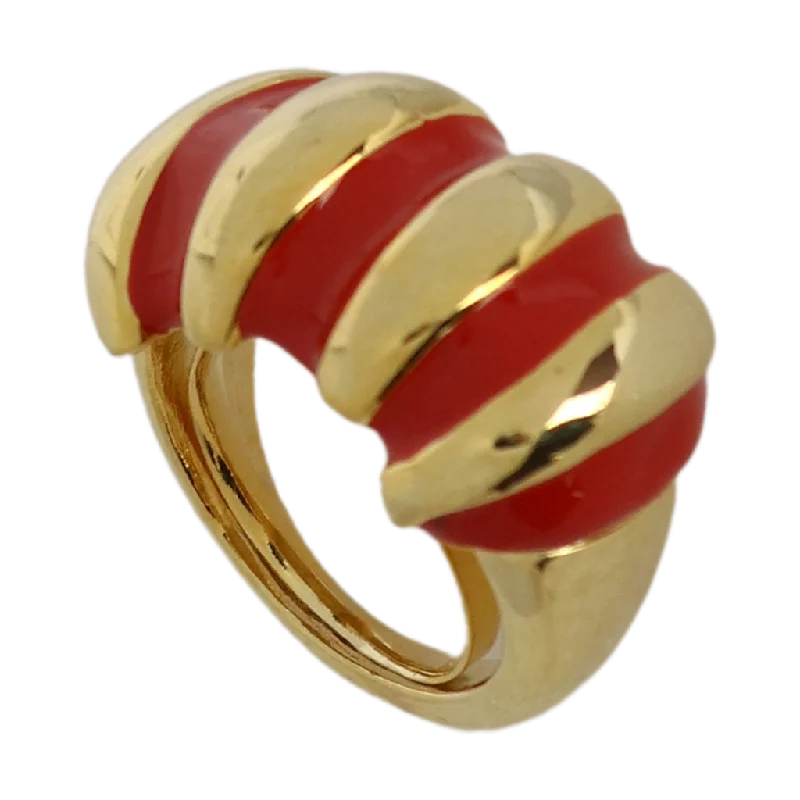 Red Enamel Shrimp Adjustable Ring