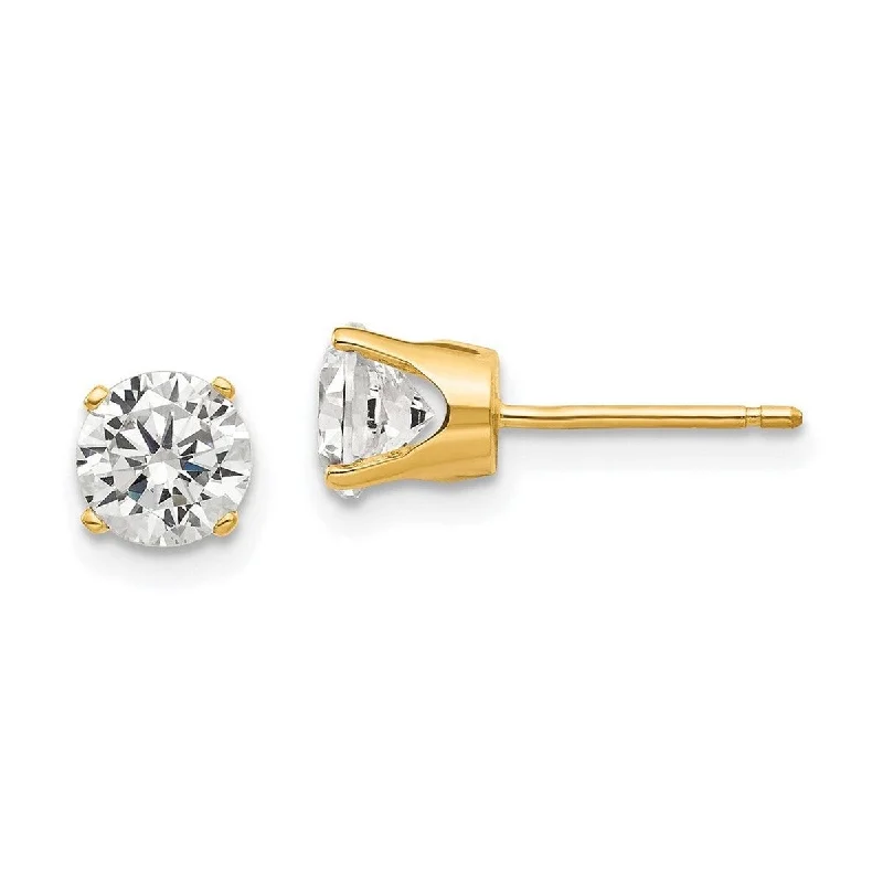 Curata 14k Yellow Gold Polished Post Earrings 5.5mm CZ Cubic Zirconia stud Earrings - 6x6mm Wide