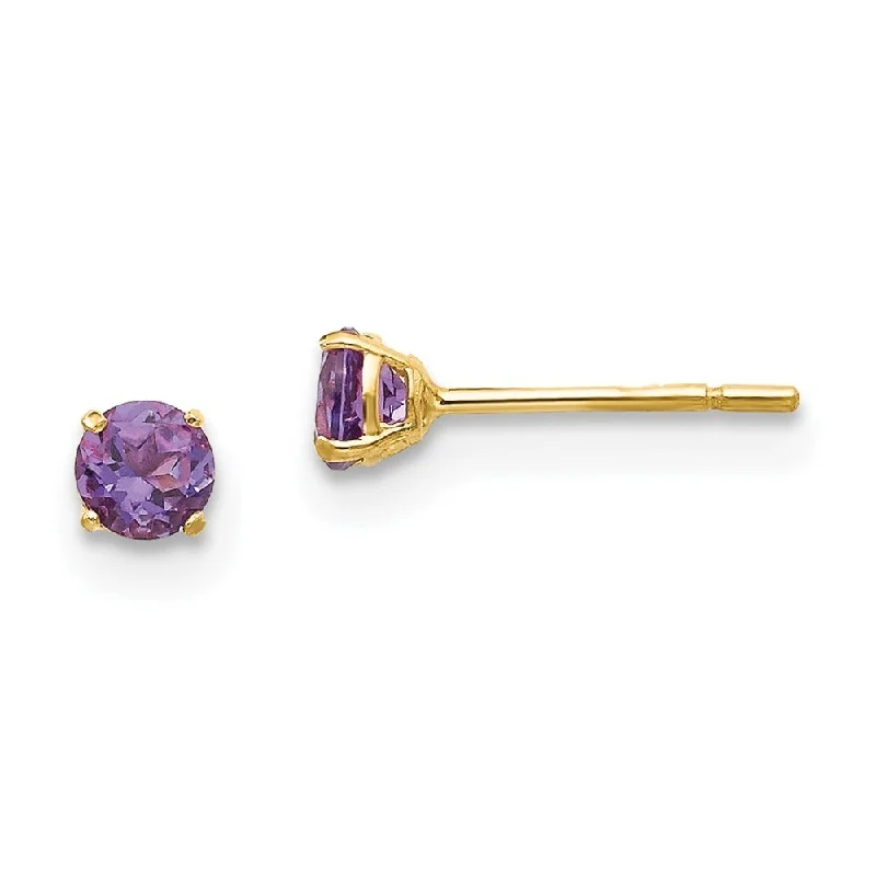 14k Yellow Gold Round Gemstone Stud Earrings (L-3 mm, W-3 mm)