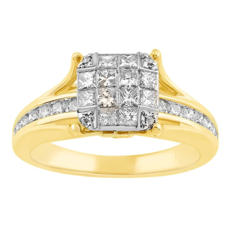 1-1/3ctw Princessa Diamond Engagement Ring